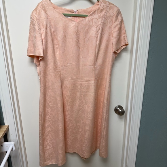 Talbots pastel pink short sleeves feminine brocade mini dress Plus size 18 - Picture 11 of 16